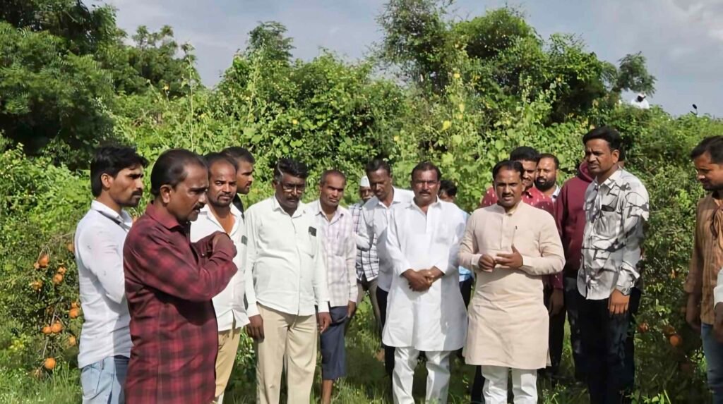 सततच्या पावसामुळे आणि अतिवृष्टी मुळे नुकसान झालेल्या भागाची सोमनाथ आवताडे यांनी केली पाहणी